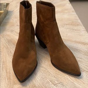 Loeffler Randall brown/tan suede ankle booties!